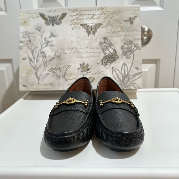 Coach Crosby Turnlock Driver Black Pebbled Leather Shoe Women's Size 9.5B G2672 - Picture 10 of 14